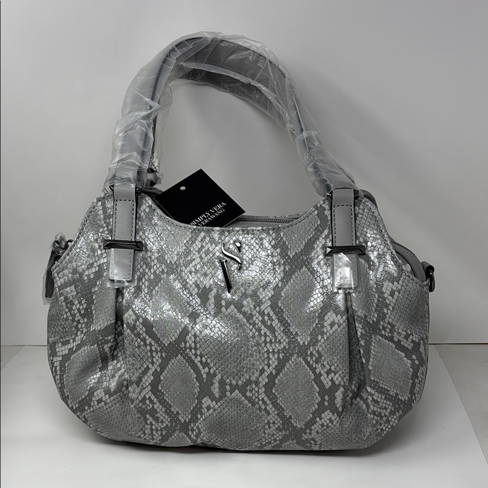 SIMPLY VERA verawang Gray Snakeskin Shoulder Bag with Double Handles